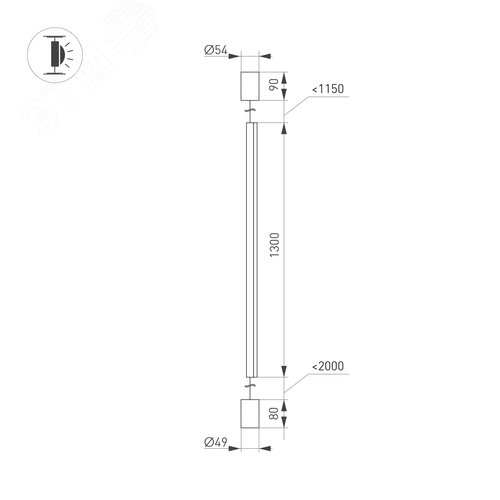 Светильник SP-TABOO-FLOOR-S1300-14W Warm3000 (BK, 90 deg, 230V) (IP20 металл, 3 года) - фото 4