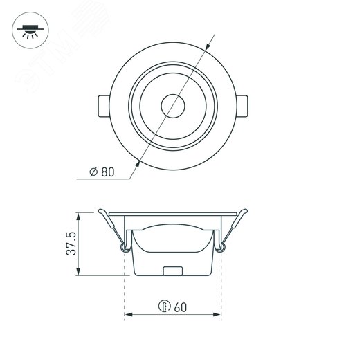 Светильник LTD-POLAR-TURN-R80-5W Warm3000 (WH, 36 deg, 230V) (ARL, IP20 Пластик, 3 года) - фото 6