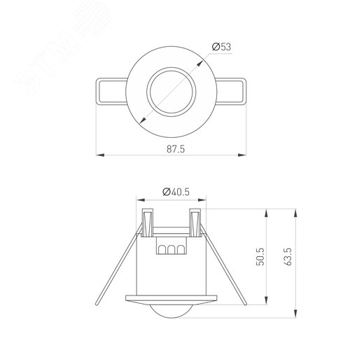 Датчик движения PRIME-PIR-BUILT-R53-200W 230V, 1.7A, MULTI, IP20 ARL, IP20 пластик, 2 года - фото 2