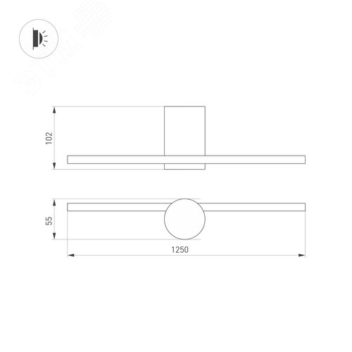 Светильник SP-VINCI-M-S1200x55-12W Warm3000 (BK, 110 deg, 230V) (, IP20 Металл, 3 года) - фото 3
