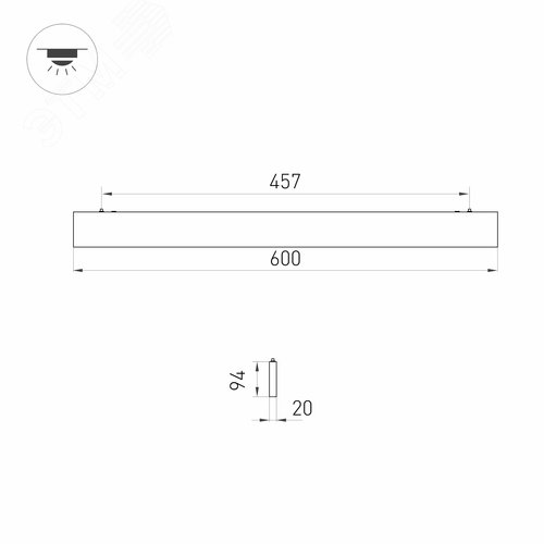 Светильник ALT-LINEAIR-FLAT-UPDOWN-DIM-S2094-600-25W Warm3000 (BK, 100 deg, 230V) (ARL, IP20 Металл, 3 года) - фото 3
