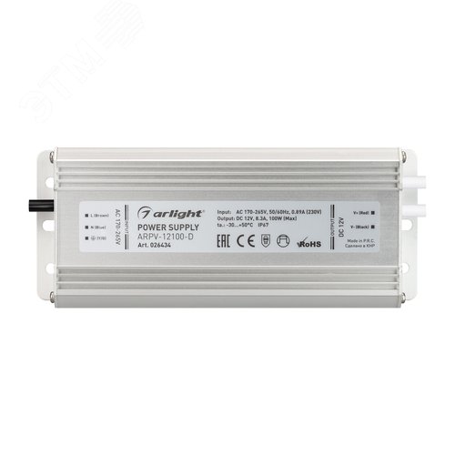 Блок питания ARPV-12100-D (12V, 8.3A, 100W) (ARL, IP67 Металл, 3 года) 4