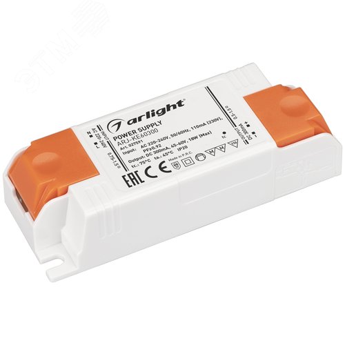 Блок питания ARJ-KE60300 (18W, 300mA, PFC) (ARL, IP20 Пластик, 5 лет)