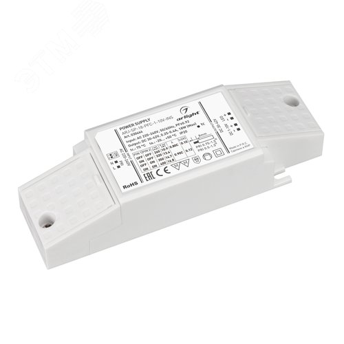 Блок питания ARJ-SP-18-PFC-1-10V-INS (18W, 250-400mA) (Arlight, IP20 Пластик, 5 лет) (030464) - Arlight