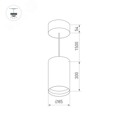 Светильник SP-POLO-HANG-LONG300-R85-15W Warm3000 (WH-WH, 40 deg) (ARL, IP20 Металл, 3 года) - фото 6