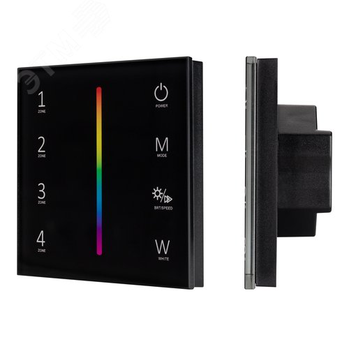 Панель Sens SMART-P30-RGBW Black 230V, 4 зоны, 2.4G ARL, IP20 пластик, 5 лет - Arlight