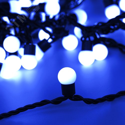 Гирлянда светодиодная декоративная ARD-BALL-CLASSIC-D17.5-10000-BLACK-100LED BLUE 230V, 7W ARDCL, IP65