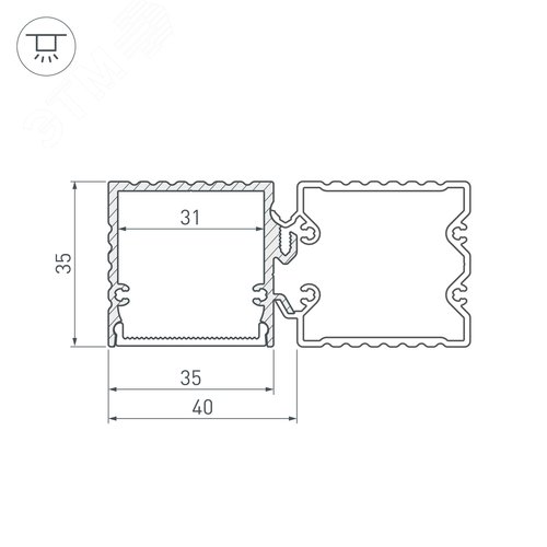 Профиль с экраном ALU-BASE-PW35S-2000 ANOD+FROST AG (металл) 2