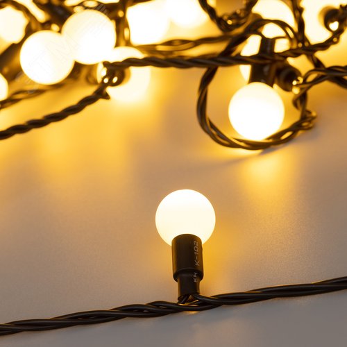 Гирлянда светодиодная декоративная ARD-BALL-CLASSIC-D23-10000-BLACK-80LED WARM 230V, 3.5W ARDCL, IP65