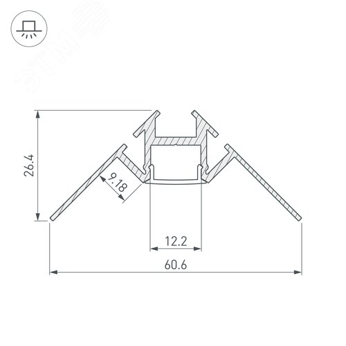 Профиль ARH-DECORE-S12-INT-2000 ANOD внутренний (ARL, Алюминий) 4