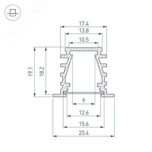 Профиль TOP-DEEP-F-2000 ANOD (K13,P15) (ARL, Алюминий) 2