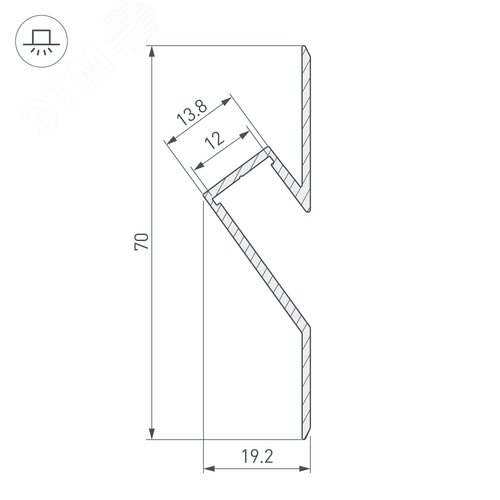 Профиль ARH-DECORE-S12-CAVE-F-2000 ANOD (ARL, Алюминий) 3