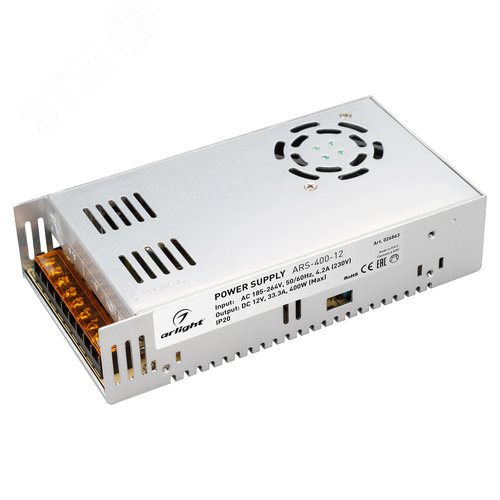 Блок питания ARS-400-12 (12V, 33.3A, 400W) (ARL, IP20 Сетка, 2 года) - Arlight