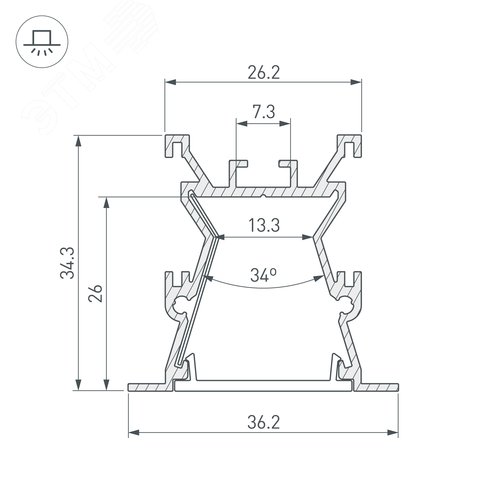 Профиль с экраном ALU-WIDE-FL-H35-2000 ANOD+FROST (ARL, Алюминий) 4
