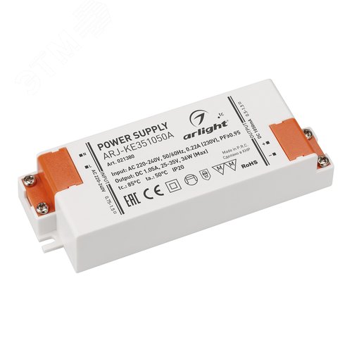 Блок питания ARJ-KE351050A (37W, 1050mA, PFC) (ARL, IP20 Пластик, 5 лет) (021380) - Arlight