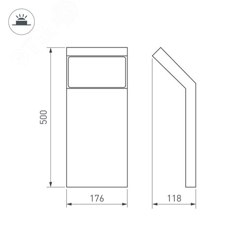 Светильник LGD-ECRAN-BOLL-H500-9W Warm3000 (GR, 108 deg, 230V) (ARL, IP65 Металл, 3 года) - фото 3