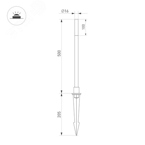 Светильник KT-CANNA-L500-1W Warm3000 (DG, 110 deg, 24V) (IP65 металл, 3 года) - фото 3