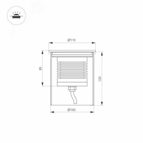 Светильник LTD-GROUND-R110-15W Warm3000 (SL, 20 deg, 230 В) (ARL, IP67 Металл, 3 года) - фото 3