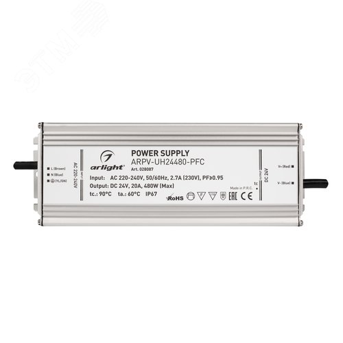 Блок питания ARPV-UH24480-PFC (24V, 20A, 480W) (ARL, IP67 Металл, 7 лет) 3