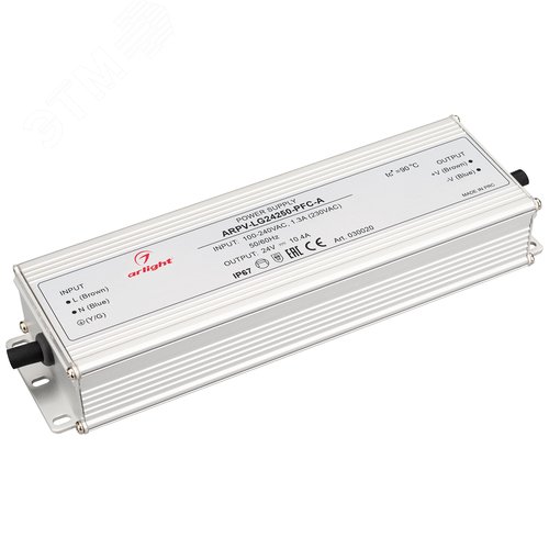 Блок питания ARPV-LG24250-PFC-A (24V, 10.4A, 250W) (ARL, IP67 Металл, 5 лет) - Arlight