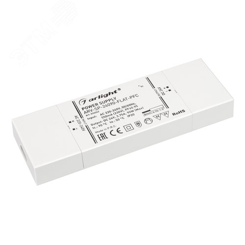 Блок питания ARV-SP-24090-FLAT-PFC (24V, 3.75A, 90W) ( IP20 Пластик, 5 лет) - Arlight