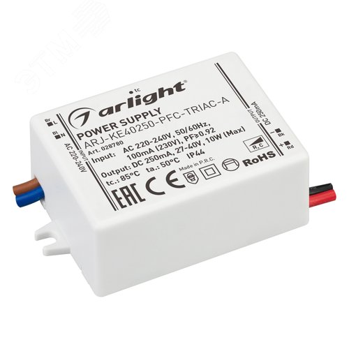Блок питания ARJ-KE40250-PFC-TRIAC-A (10W, 250mA) (ARL, IP44 Пластик, 5 лет)