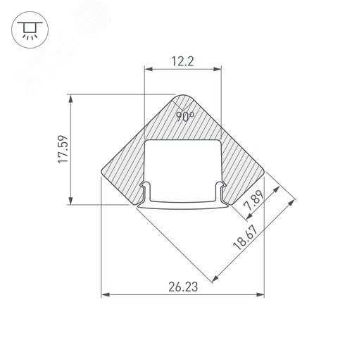 Профиль с экраном ALU-D45-2000 ANOD+FROST (ARL, Алюминий) 3