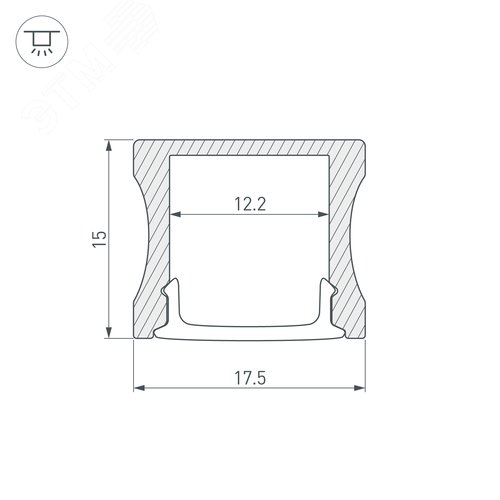 Профиль с экраном ALU-SLIM-H15-2000 ANOD+FROST, алюминий 2