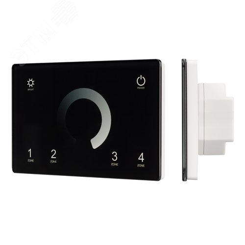 Панель Sens SMART-P79-DIM Black 230V, 4 зоны, 2.4G ARL, IP20 пластик, 5 лет - Arlight