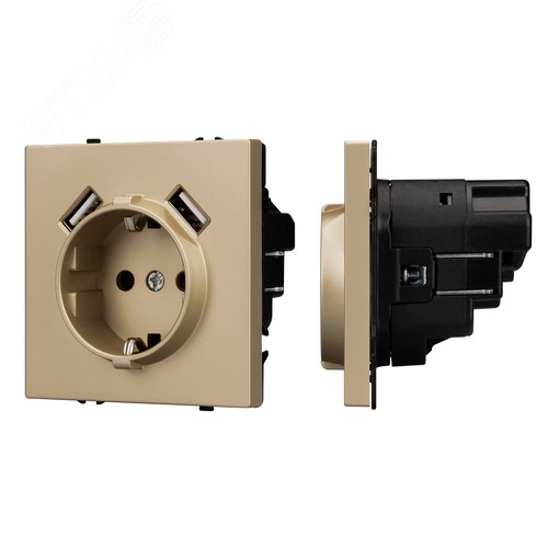 Механизм розетки с USB зарядкой SCT-NOBE-MUAA-SFPL-GD 230V, 16A, Золото светлое, 3 поста - Arlight