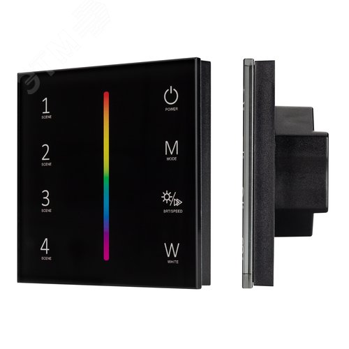 Панель SMART-P22-RGBW-G-IN Black (12-24V, 4x3A, Sens, 2.4G) (, IP20 Пластик, 5 лет) - Arlight
