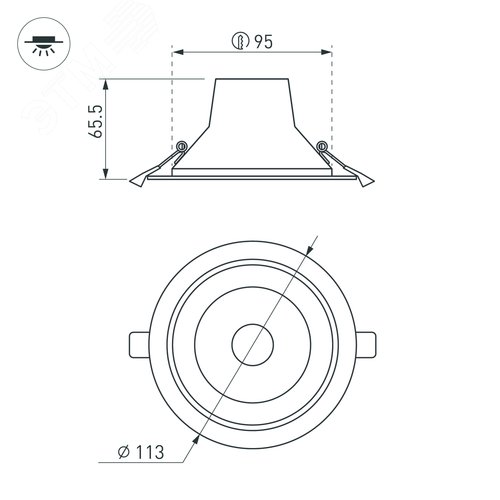 Светильник LTD-LEGEND-R115-10W White6000 (WH, 50 deg) (ARL, IP20 Металл, 3 года) - фото 4