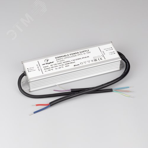 Блок питания ARPV-UH24320A-PFC-0-10V (24V, 13.3A, 320W) (ARL, IP67 Металл, 7 лет) 3