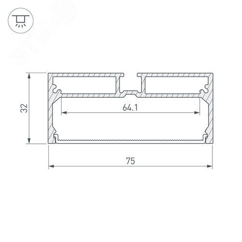 Профиль с экраном SL-LINE-7532-2000 ANOD (ARL, Алюминий) 4