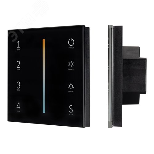 Панель Sens SMART-P43-MIX Black 230V, 4 зоны, 2.4G ARL, IP20 пластик, 5 лет - Arlight