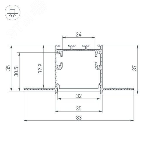 Профиль SL-LINIA32-FANTOM-2000 ANOD (ARL, Алюминий) 2