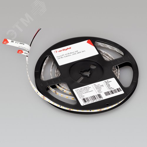 Лента светодиодная 9,6 Вт/м 24В IP20 3000K 120LED/м RT/RTW-A120-8-11mm SMD 2835 5 м - фото 3
