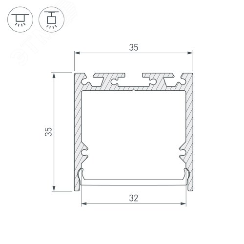 Профиль SL-LINE-3535-2000 ANOD (ARL, Алюминий) 2