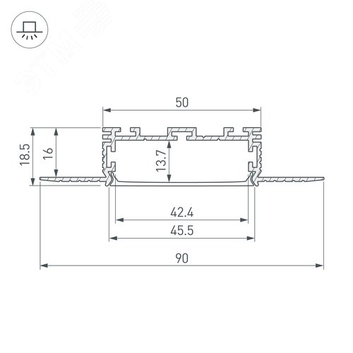 Профиль KLUS-POWER-W50H16-F-HIDE-2000 (ARL, Алюминий) 3