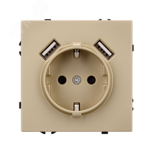 Механизм розетки с USB зарядкой SCT-NOBE-MUAA-SFPL-GD 230V, 16A, Золото светлое, 3 поста - фото 3