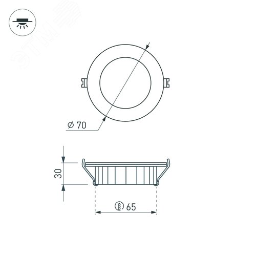 Светильник светодиодный LTM-R70WH-Frost 4.5W Warm White 110deg (ARL, IP40 металл, 3 года) 4