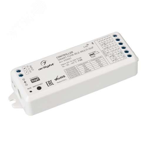 Контроллер SMART-TUYA-BLE-MULTI-SUF (12-24V, 5x3A, RGB-MIX, 2.4G) (Arlight, IP20 Пластик, 5 лет) | 033001 | Arlight - Arlight