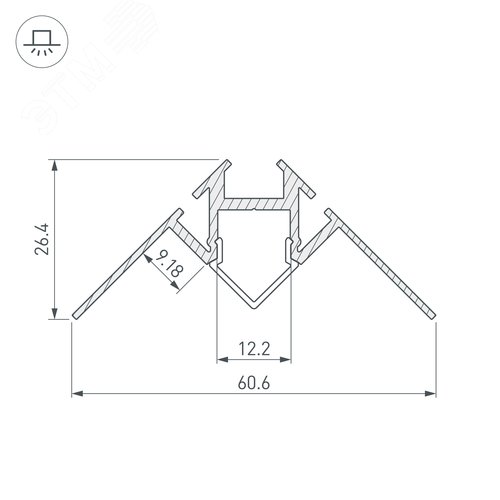 Профиль ARH-DECORE-S12-INT-2000 ANOD внутренний (ARL, Алюминий) 3
