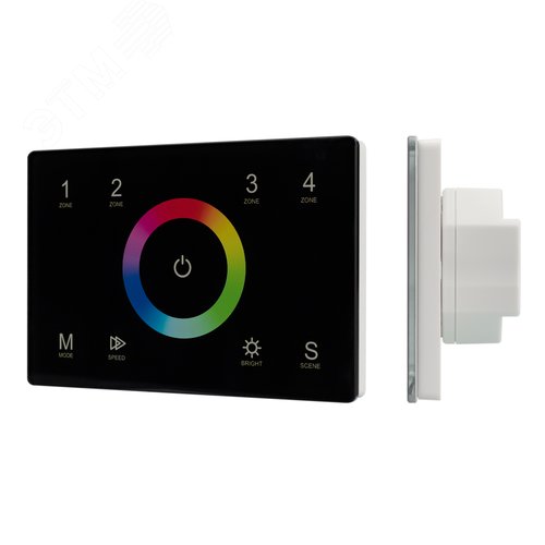 Панель Sens SMART-P83-RGB Black 230V, 4 зоны, 2.4G ARL, IP20 пластик, 5 лет - Arlight