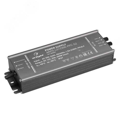 Блок питания ARPV-LG12300-PFC-S2 (12V, 25.0A, 300W) (ARL, IP67 Металл, 5 лет)