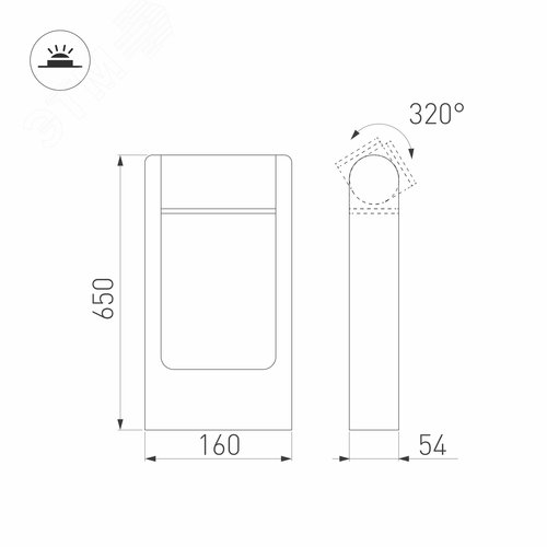 Светильник LGD-PATH-FRAME-ROTARY-H650-6W Warm3000 (GR, 111 deg, 230 В) (ARL, IP65 Металл, 3 года) - фото 4