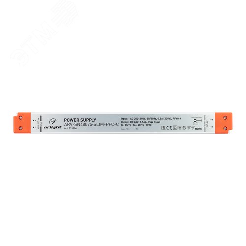 Блок питания ARV-SN48075-SLIM-PFC-C (48V, 1.56A, 75W) (ARL, IP20 Пластик, 3 года) - фото 2