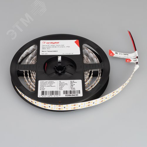 Лента светодиодная 19,2 Вт/м 24В IP20 3000K 240LED/м RT-A240-15mm CRI98 SMD 2835 5 м - фото 2