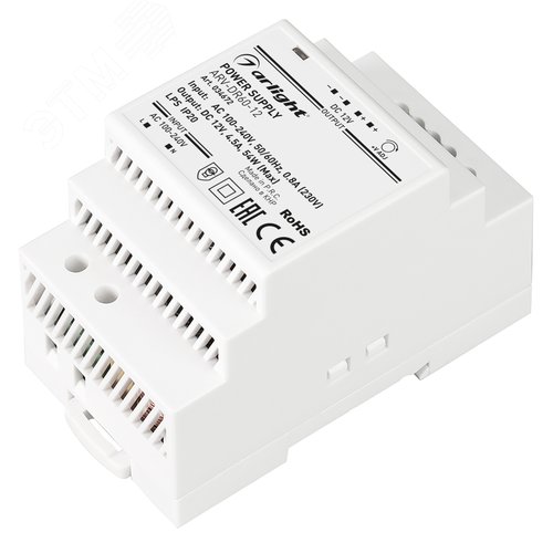 Блок питания ARV-DR60-12 (12V, 5A, 60W) ( IP20 DIN-рейка) - Arlight