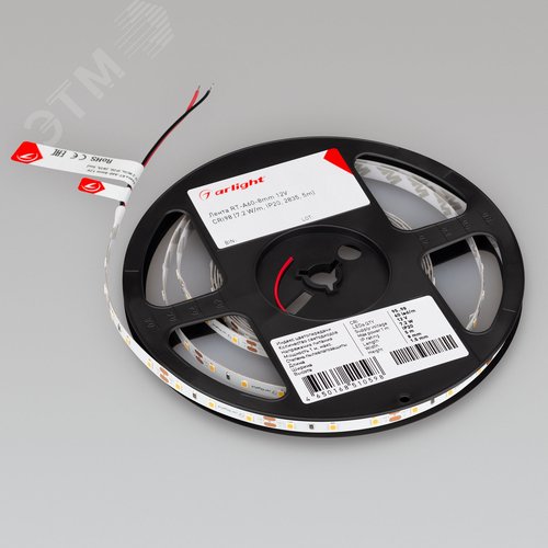 Лента светодиодная 7,2 Вт/м 12В IP20 3000K 60LED/м RT-A60-8mm CRI98 SMD 2835 5 м - фото 4
